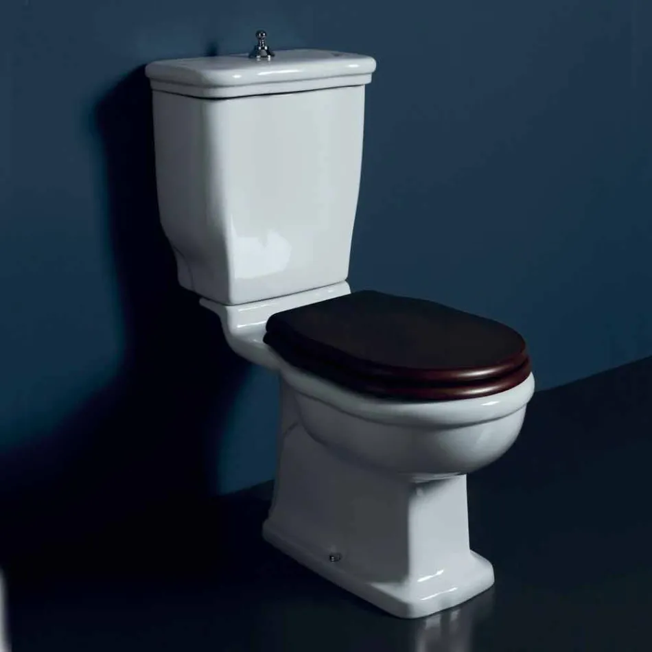Cuvette de toilette monobloc en céramique blanche style 72x36 cm, fabriquée en Italie Viadurini