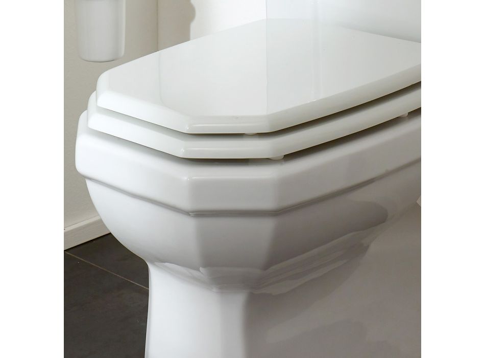 Pot de toilette en céramique blanche avec cassette, fabriqué en Italie - Nausica Viadurini