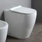 Toilettes sans bride avec abattant en céramique thermodurcissable à fermeture amortie - Laurier-rose Viadurini