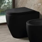 Toilette Aster bicolore en céramique mate sans bride avec siège à fermeture amortie   Viadurini