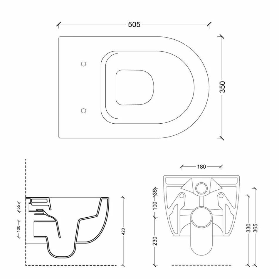 Toilette murale en céramique design moderne Star 50x35 fabriqué en Italie Viadurini