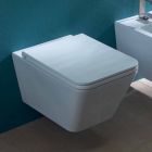 WC suspendu en céramique, design moderne, Sun Square fabriqué en Italie Viadurini