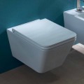 Vase de toilette suspendu en céramique au design moderne, Sun Square fabriqué en Italie