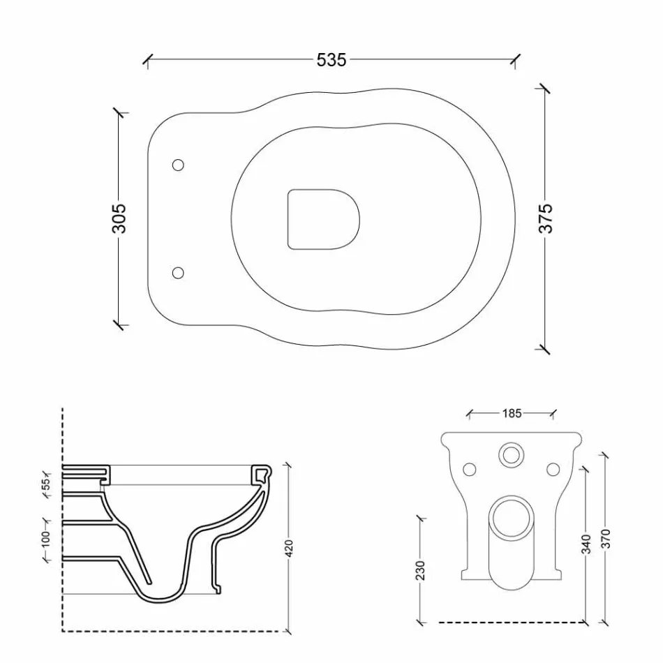 WC suspendu moderne en céramique blanche Style 54x36 fabriqué en Italie Viadurini