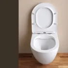 WC suspendu sans bride avec abattant en céramique à fermeture amortie - Genévrier   Viadurini