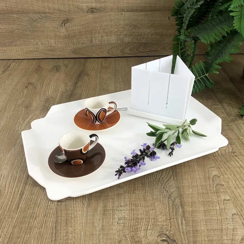 Plateau de Cuisine Rectangulaire en Corian Blanc Qualité Made in Italy - Ivanova Viadurini