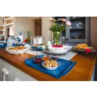 Plateau de service avec des fleurs en fer blanc, bleu ou boue - Marken Viadurini