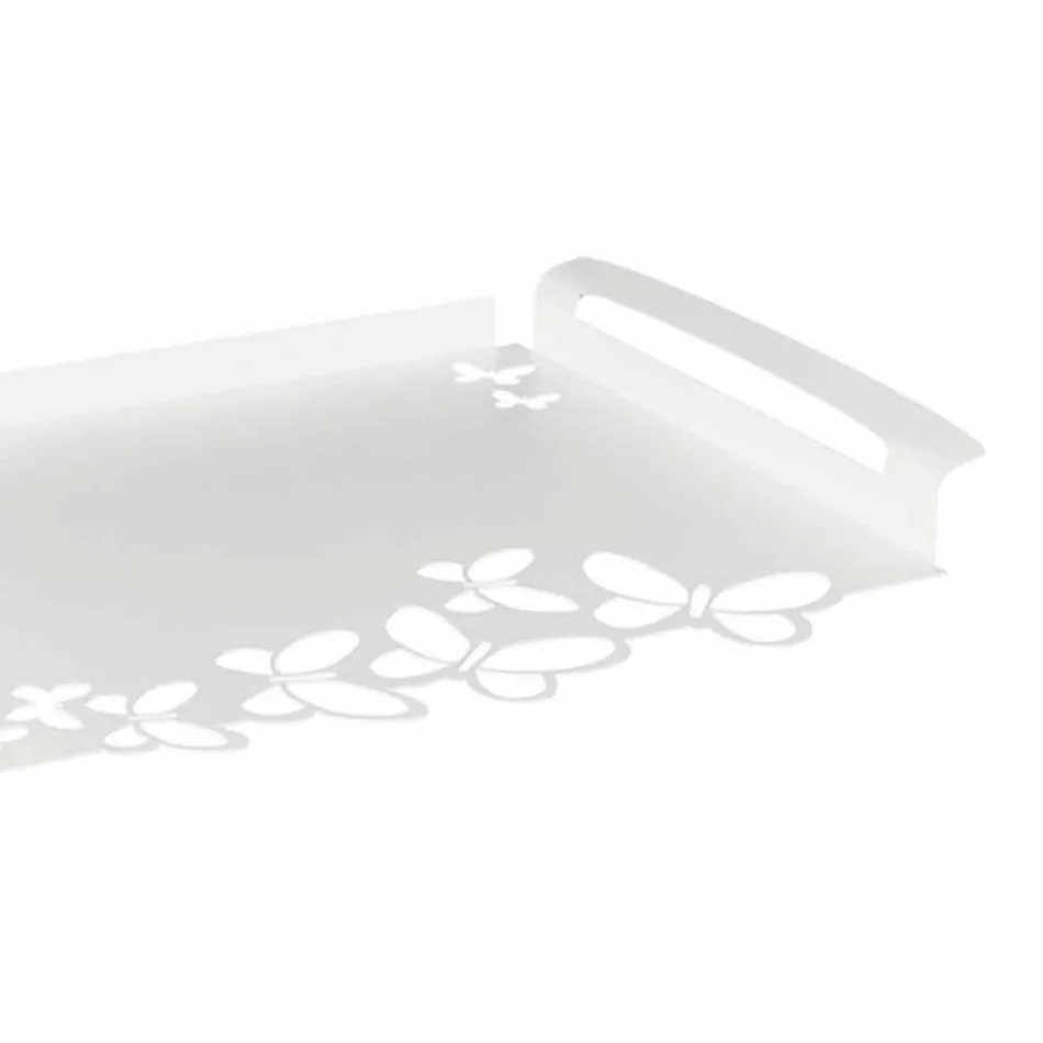 Plateau de service en fer blanc, beige ou ivoire fabriqué en Italie - Leiden Viadurini