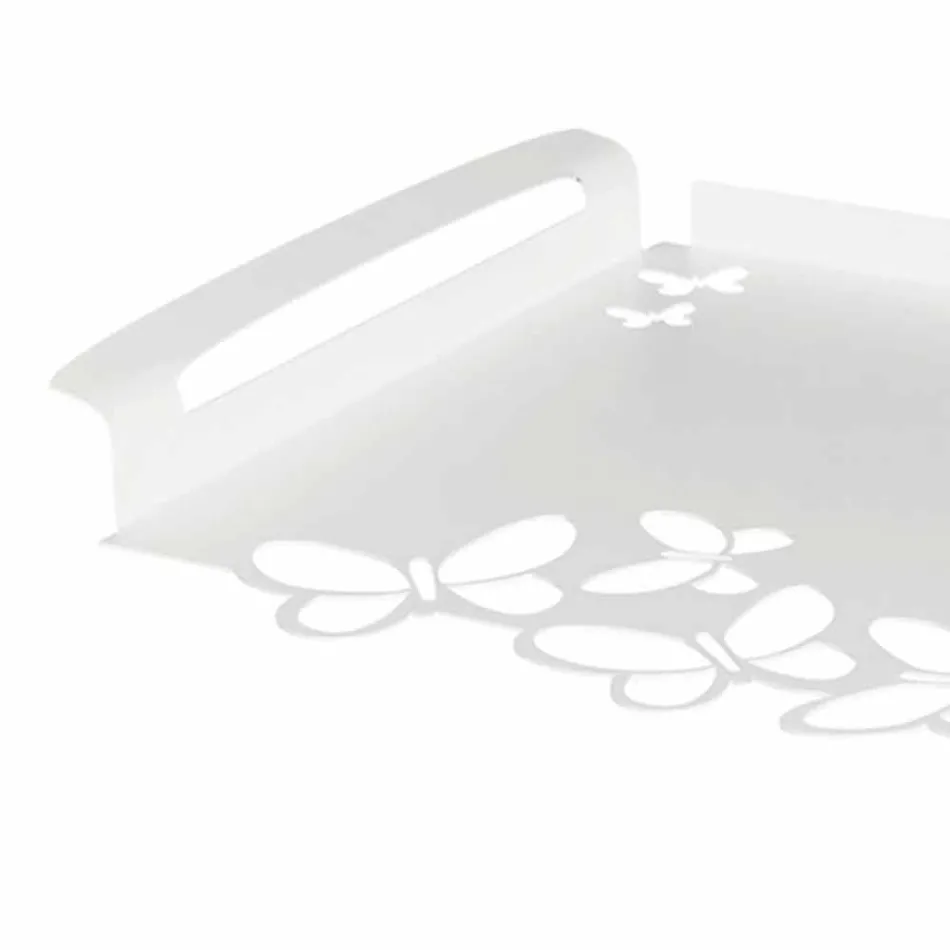 Plateau de service en fer blanc, beige ou ivoire fabriqué en Italie - Leiden Viadurini