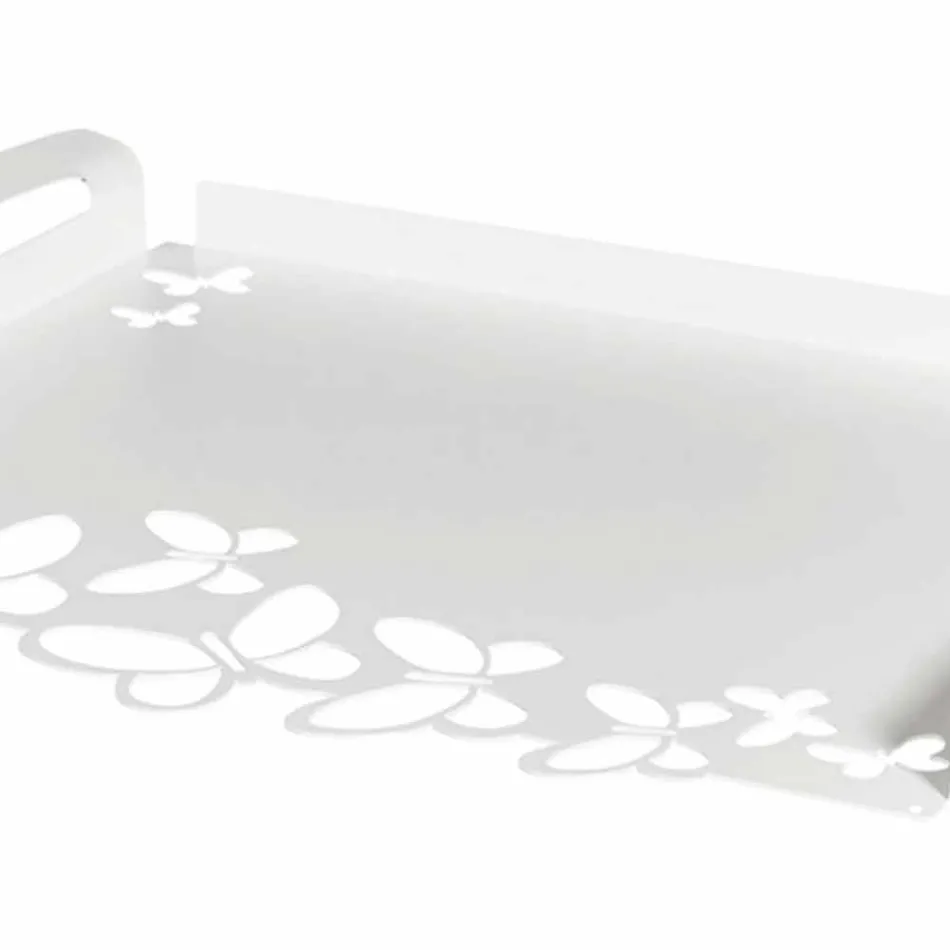 Plateau de service en fer blanc, beige ou ivoire fabriqué en Italie - Leiden Viadurini