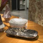 Plateau élégant en marbre Portoro Made in Italy - Ethereal Viadurini