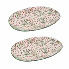 Christmas Tray Assiette de service ovale en porcelaine 2 pièces - Balai de boucher Viadurini