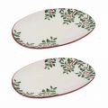 Plateau de Noël ou assiette ovale en porcelaine 2 pièces - Pungitopo