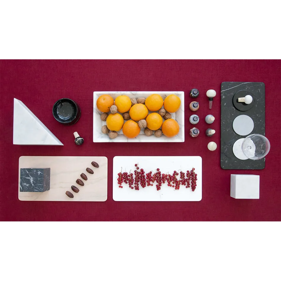 Plateau Rectangulaire en Marbre de Carrare Blanc Fabriqué en Italie - Vassili Viadurini