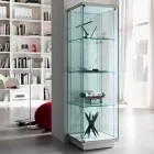 Vitrine Colonne en Verre Transparent avec Bouton Droite ou Gauche - Antonia Viadurini