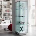 Vitrine Colonne en Verre Transparent avec Bouton Droite ou Gauche - Antonia