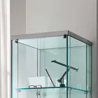Vitrine Colonne en Verre Transparent avec Bouton Droite ou Gauche - Antonia Viadurini