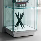 Vitrine Colonne en Verre Transparent avec Bouton Droite ou Gauche - Antonia Viadurini