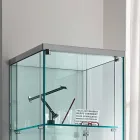 Vitrine Colonne en Verre Transparent avec Bouton Droite ou Gauche - Antonia Viadurini