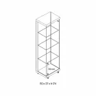 Vitrine murale en verre et bois blanc, roulettes et étagères lumineuses - Armilla Viadurini