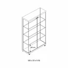 Vitrine murale en verre et bois blanc, roulettes et étagères lumineuses - Armilla Viadurini