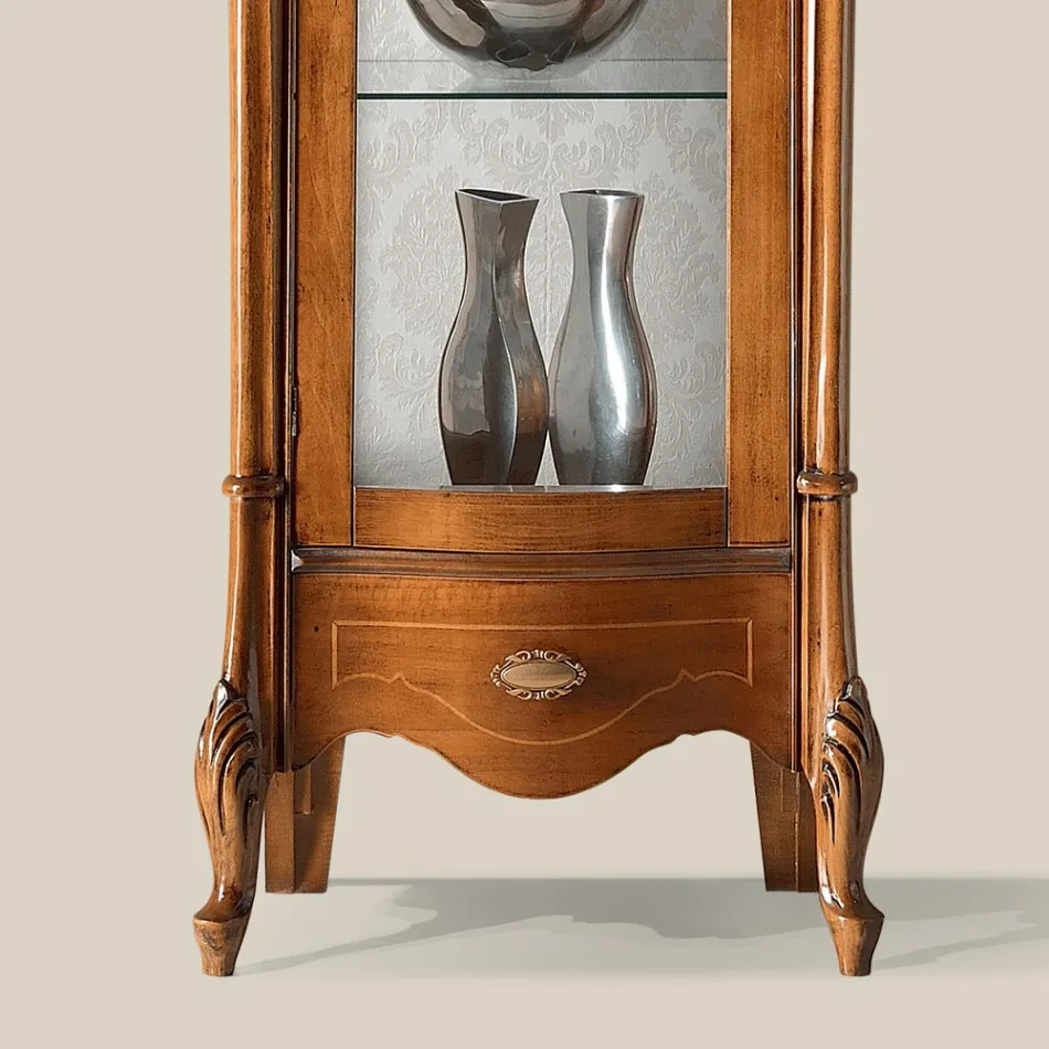 Vitrine Classique avec Porte en Bois Blanc ou Noyer Made in Italy - Caligola Viadurini