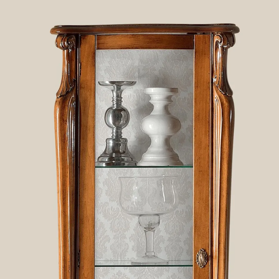 Vitrine Classique avec Porte en Bois Blanc ou Noyer Made in Italy - Caligola Viadurini