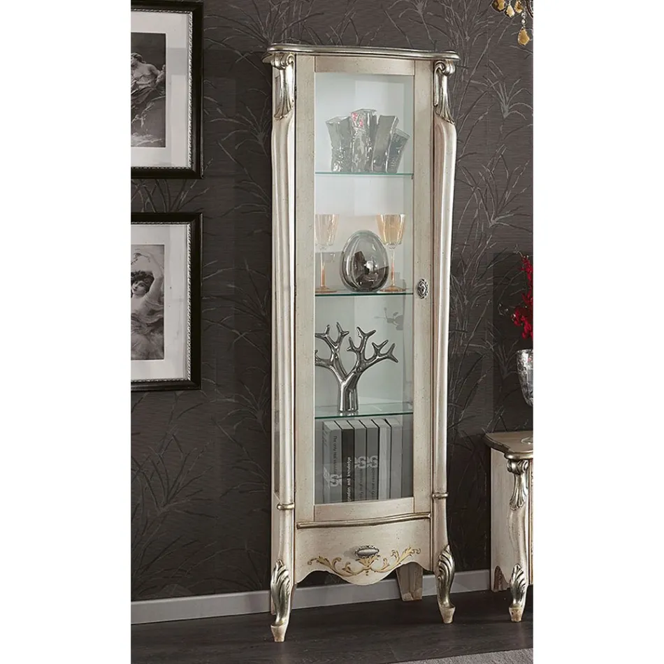 Vitrine Classique avec Porte en Bois Blanc ou Noyer Made in Italy - Caligola Viadurini