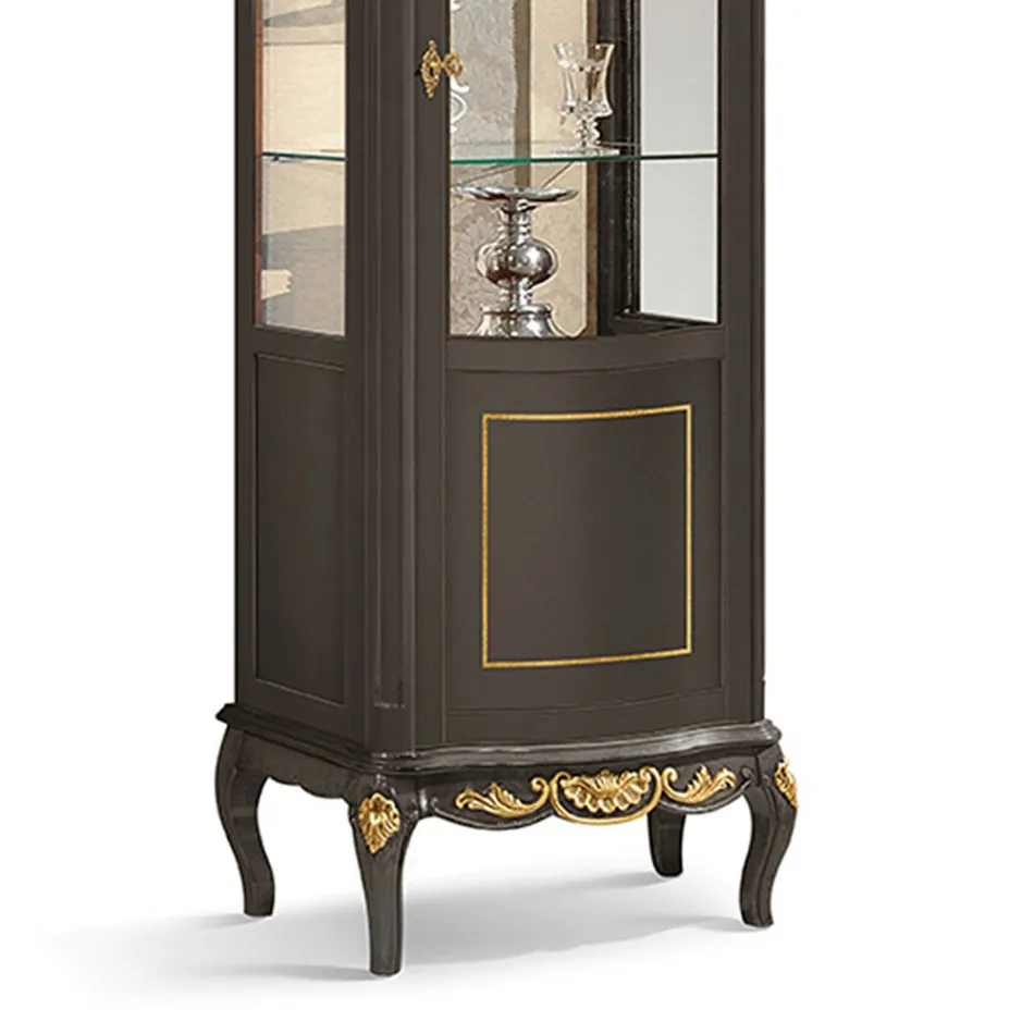 Vitrine Classique en Noyer Blanc ou Bois Moka Made in Italy - Chantilly Viadurini