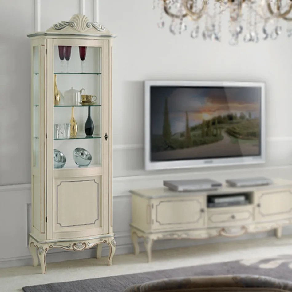 Vitrine Classique en Noyer Blanc ou Bois Moka Made in Italy - Chantilly Viadurini