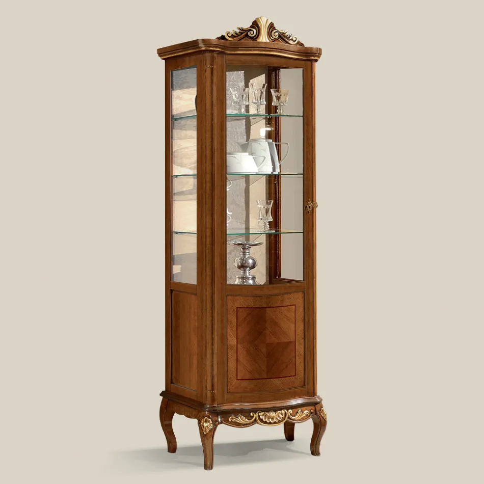 Vitrine Classique en Noyer Blanc ou Bois Moka Made in Italy - Chantilly Viadurini