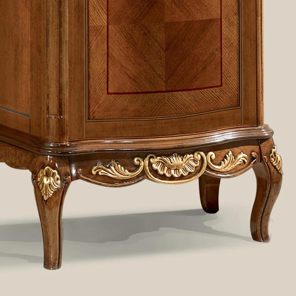 Vitrine Classique en Noyer Blanc ou Bois Moka Made in Italy - Chantilly Viadurini