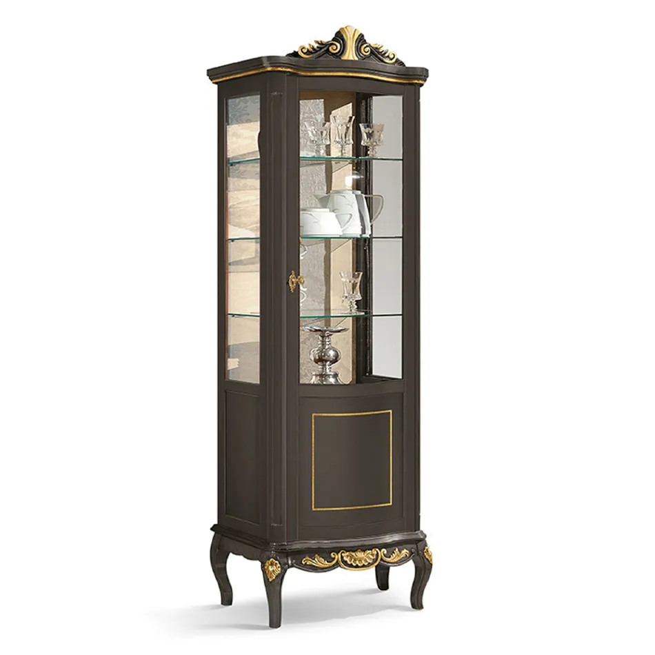Vitrine Classique en Noyer Blanc ou Bois Moka Made in Italy - Chantilly Viadurini