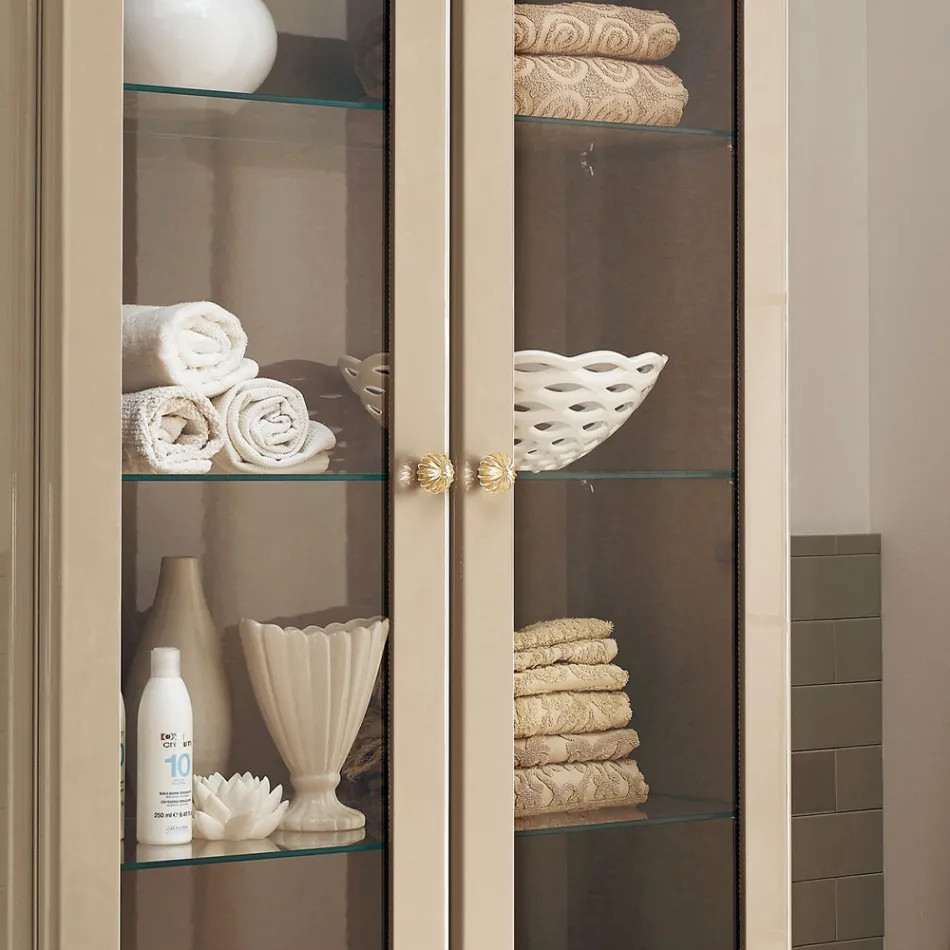 Vitrine complète avec deux portes et trois étagères en verre Made in Italy - Candy Viadurini