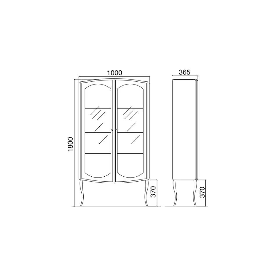 Vitrine complète avec deux portes et trois étagères en verre Made in Italy - Candy Viadurini