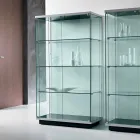 Vitrine murale en verre transparent 2 portes avec serrure - Antonia Viadurini