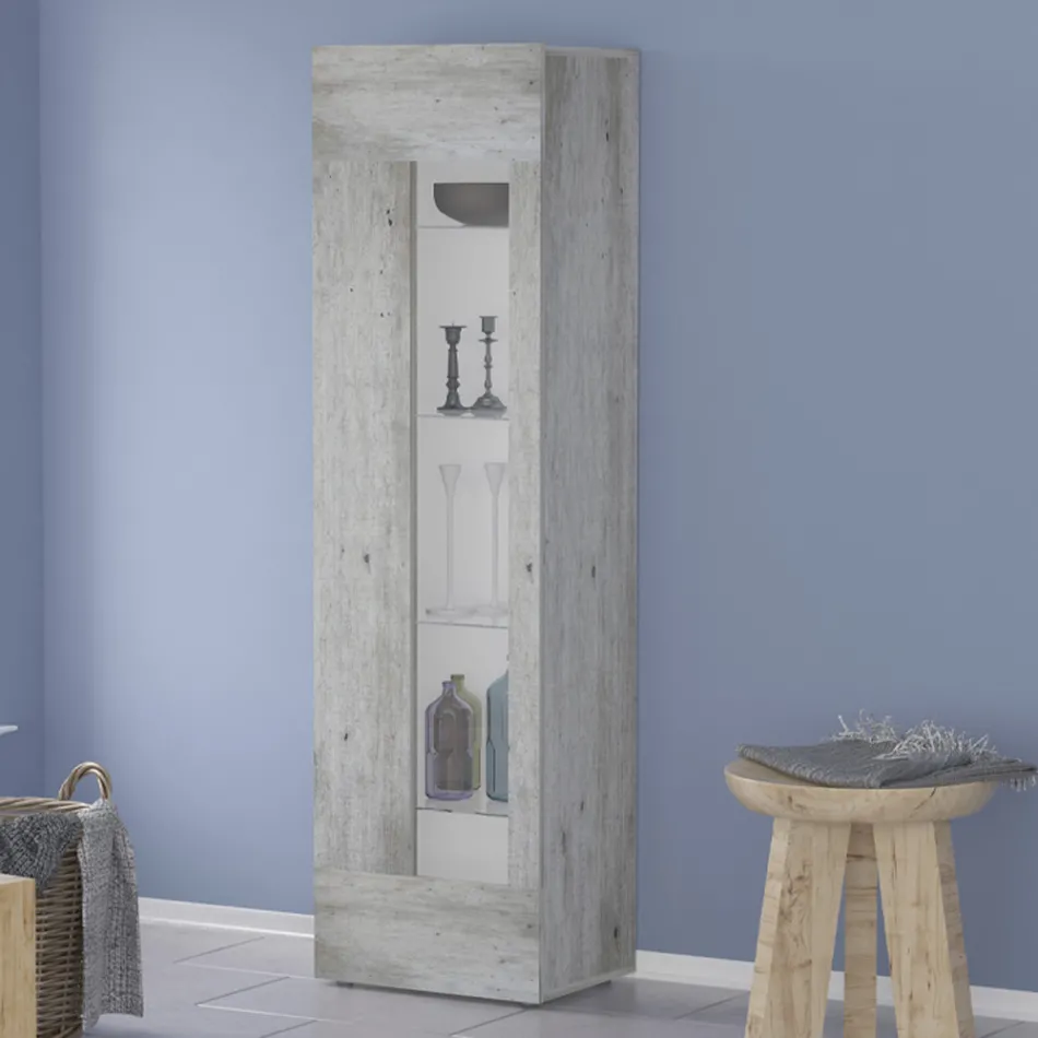 Vitrine de salon design en bois blanc, anthracite ou béton - Suzana Viadurini