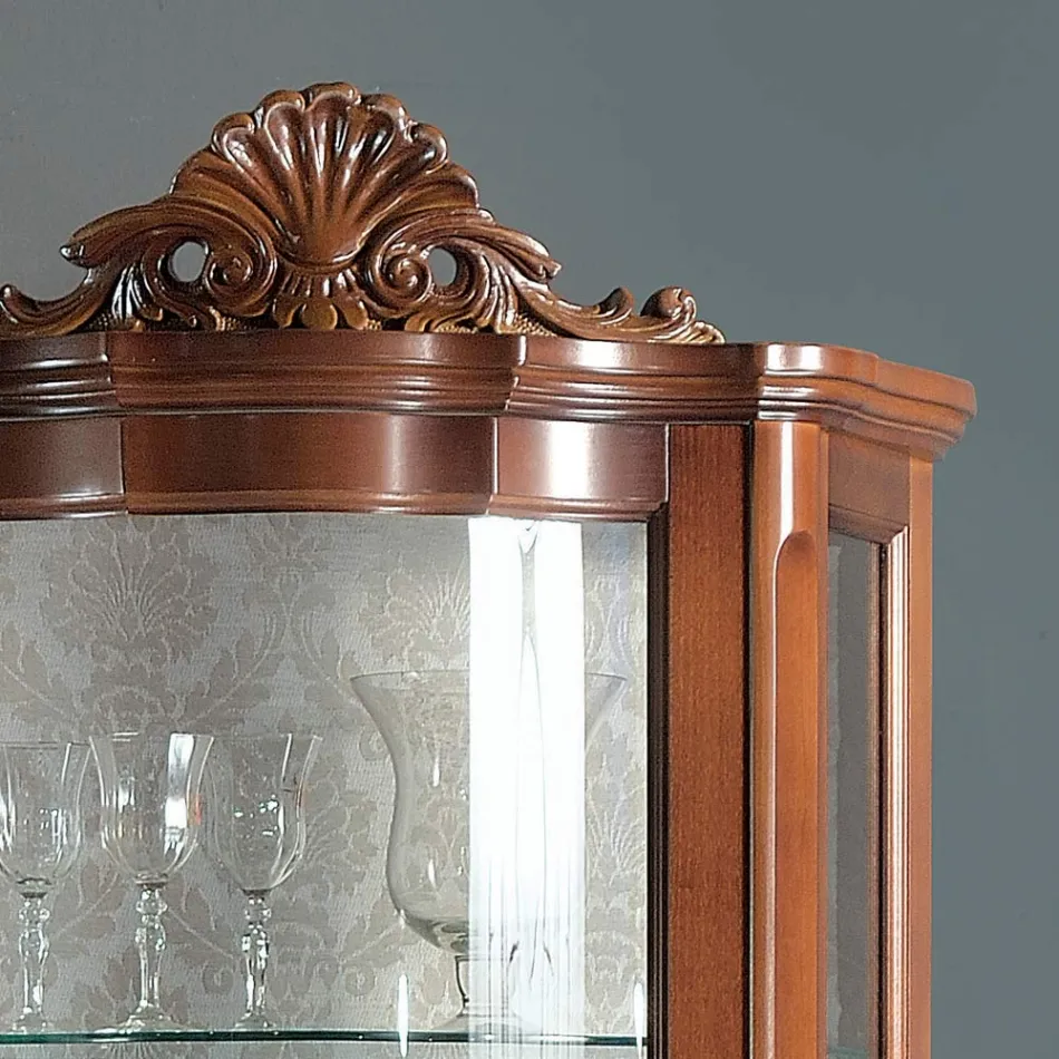 Vitrine de salon 1 porte et 2 tiroirs en bois Made in Italy - Leonor Viadurini