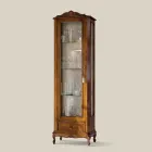 Vitrine de salon classique en bois de noyer 1 porte fabriquée en Italie - Ronald Viadurini