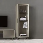 Vitrine de salon avec 1 porte en MDF, finition nickel, Made in Italy - Hilde Viadurini