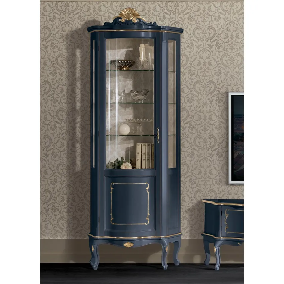 Vitrine en bois de salon avec 1 porte de luxe Made in Italy - Leonor Viadurini