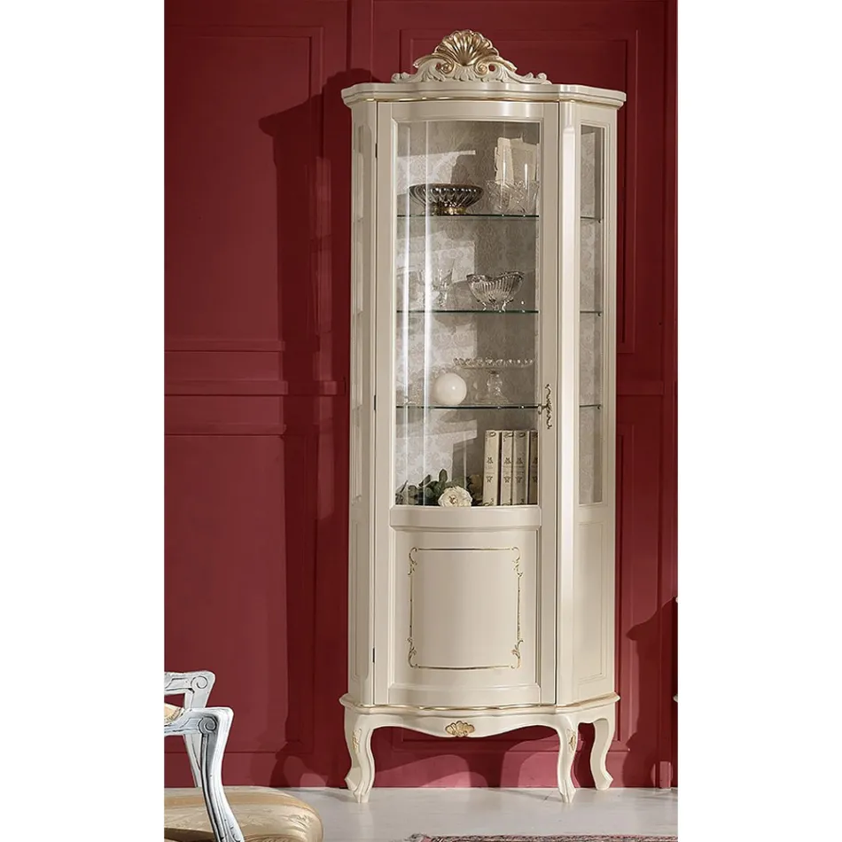 Vitrine en bois de salon avec 1 porte de luxe Made in Italy - Leonor Viadurini