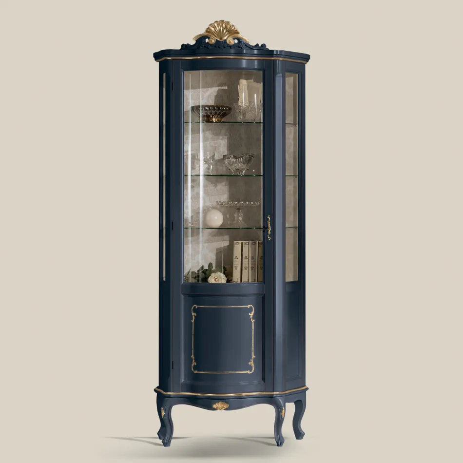 Vitrine en bois de salon avec 1 porte de luxe Made in Italy - Leonor Viadurini