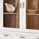 Vitrine de salon Sanda en teck massif avec 4 portes et 3 tiroirs Viadurini