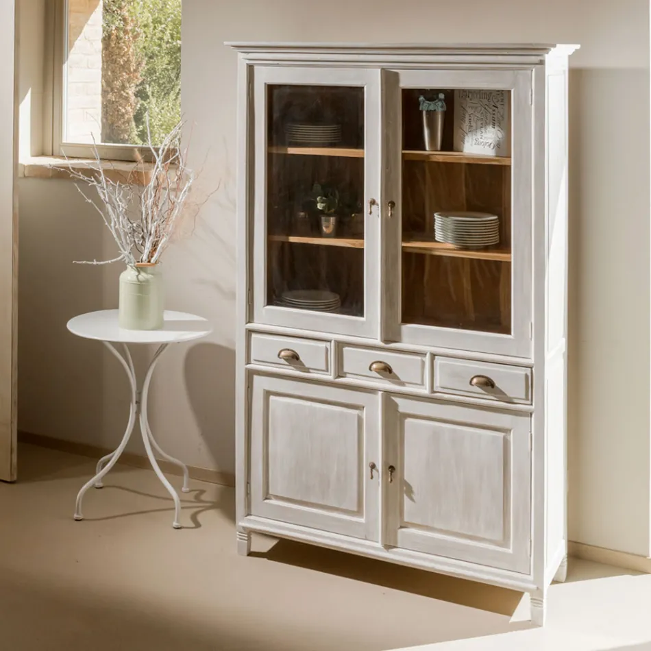 Vitrine en teck massif à 4 portes et 3 tiroirs - Aïkido Viadurini