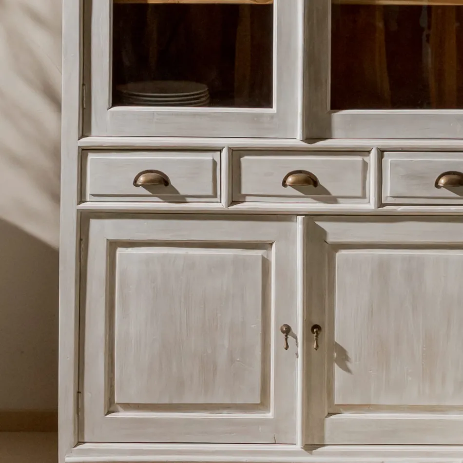 Vitrine en teck massif à 4 portes et 3 tiroirs - Aïkido Viadurini