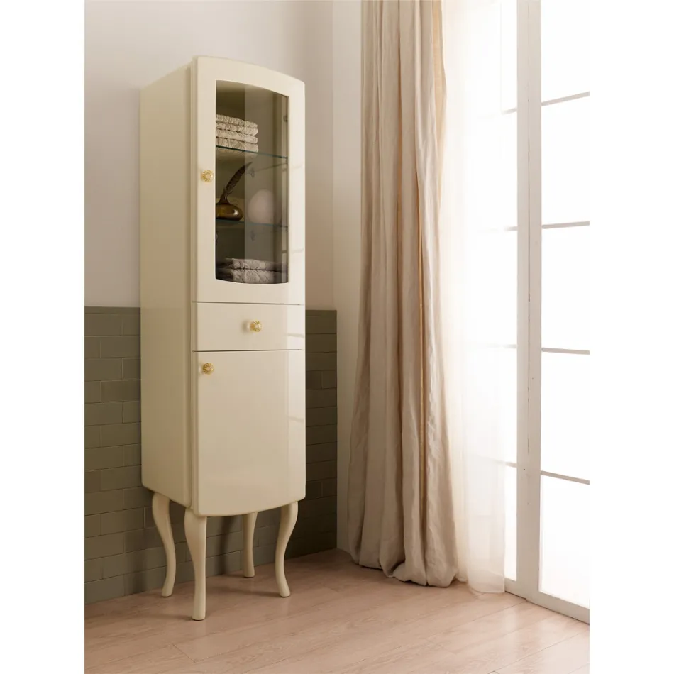 Vitrine unicolore avec étagères internes en verre Made in Italy - Candy Viadurini