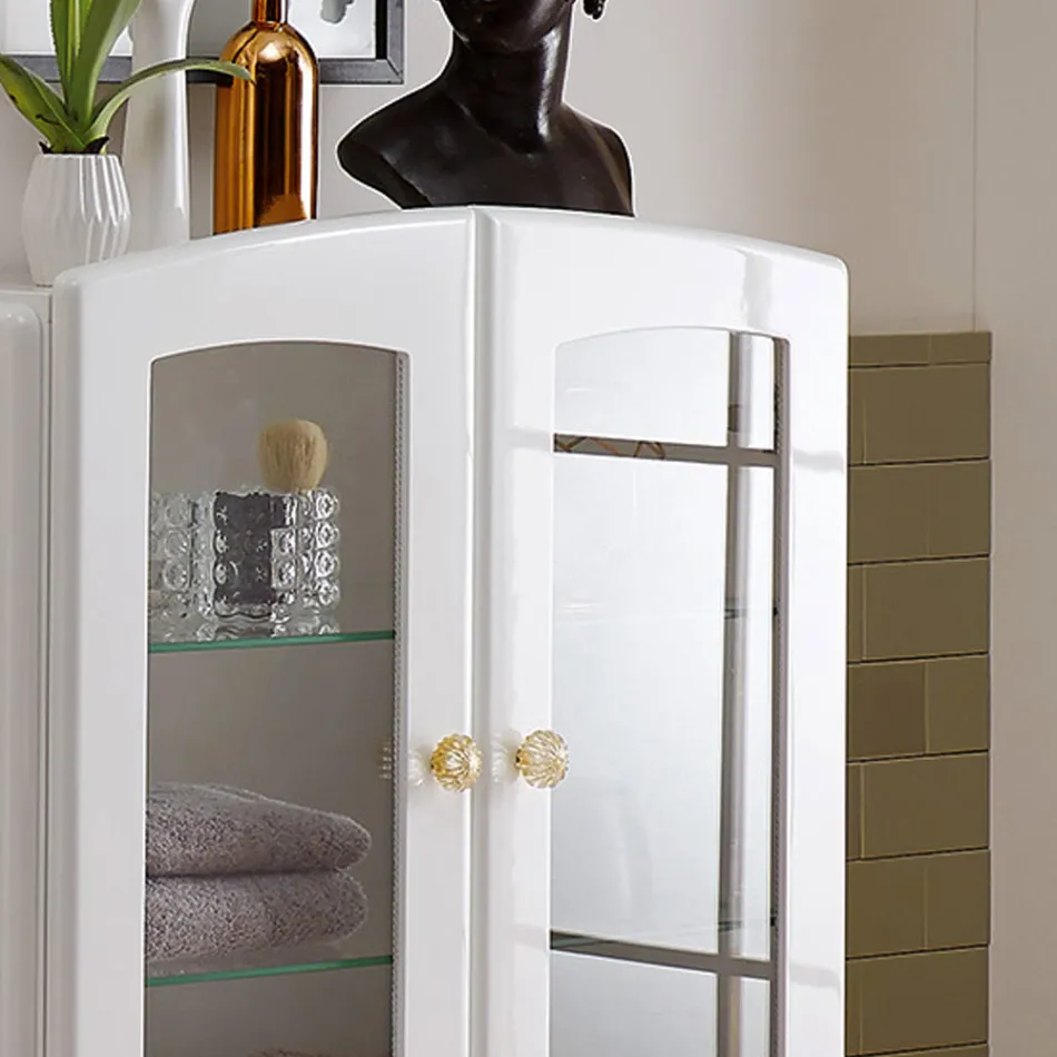 Vitrine de salle de bain unicolore avec 2 portes et étagères en verre - Candy Viadurini