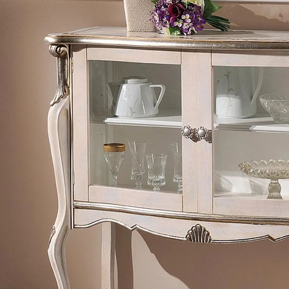 Vitrine de salon 2 portes en noyer ou bois blanc Made in Italy - Londres Viadurini