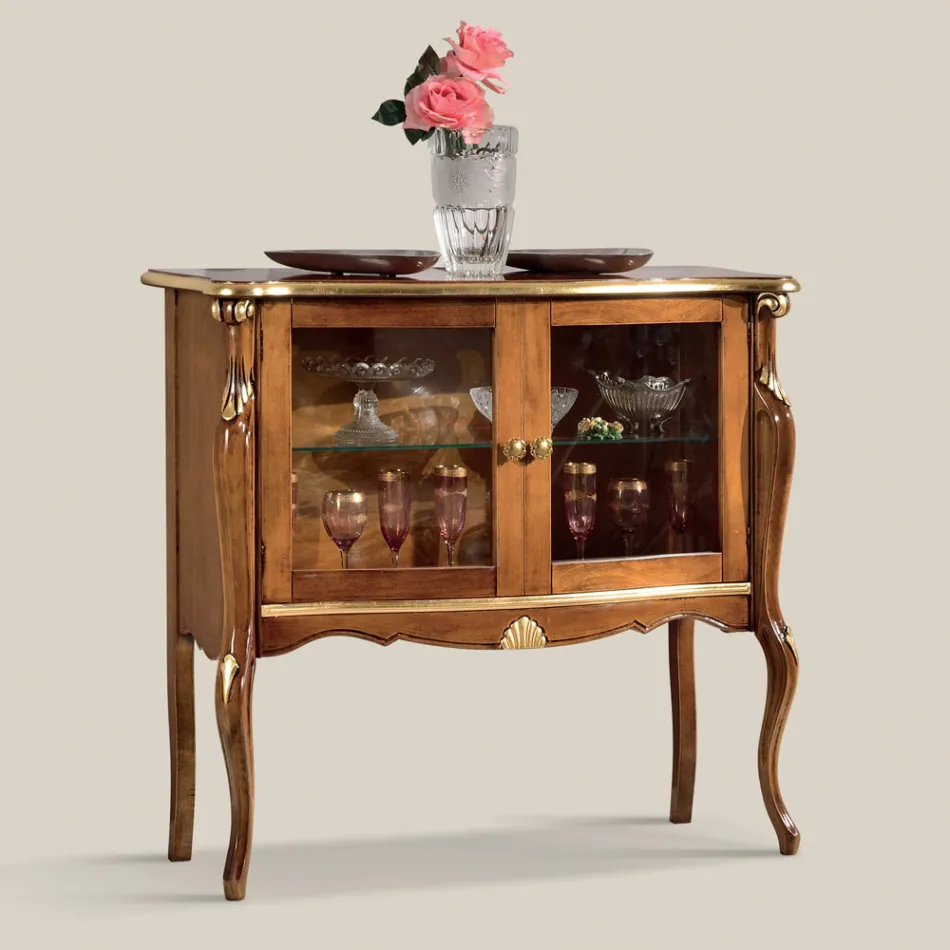 Vitrine de salon 2 portes en noyer ou bois blanc Made in Italy - Londres Viadurini